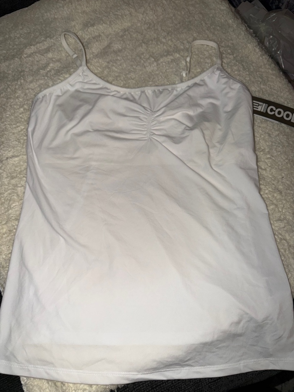 White Ruched Spaghetti-Strap Camisole